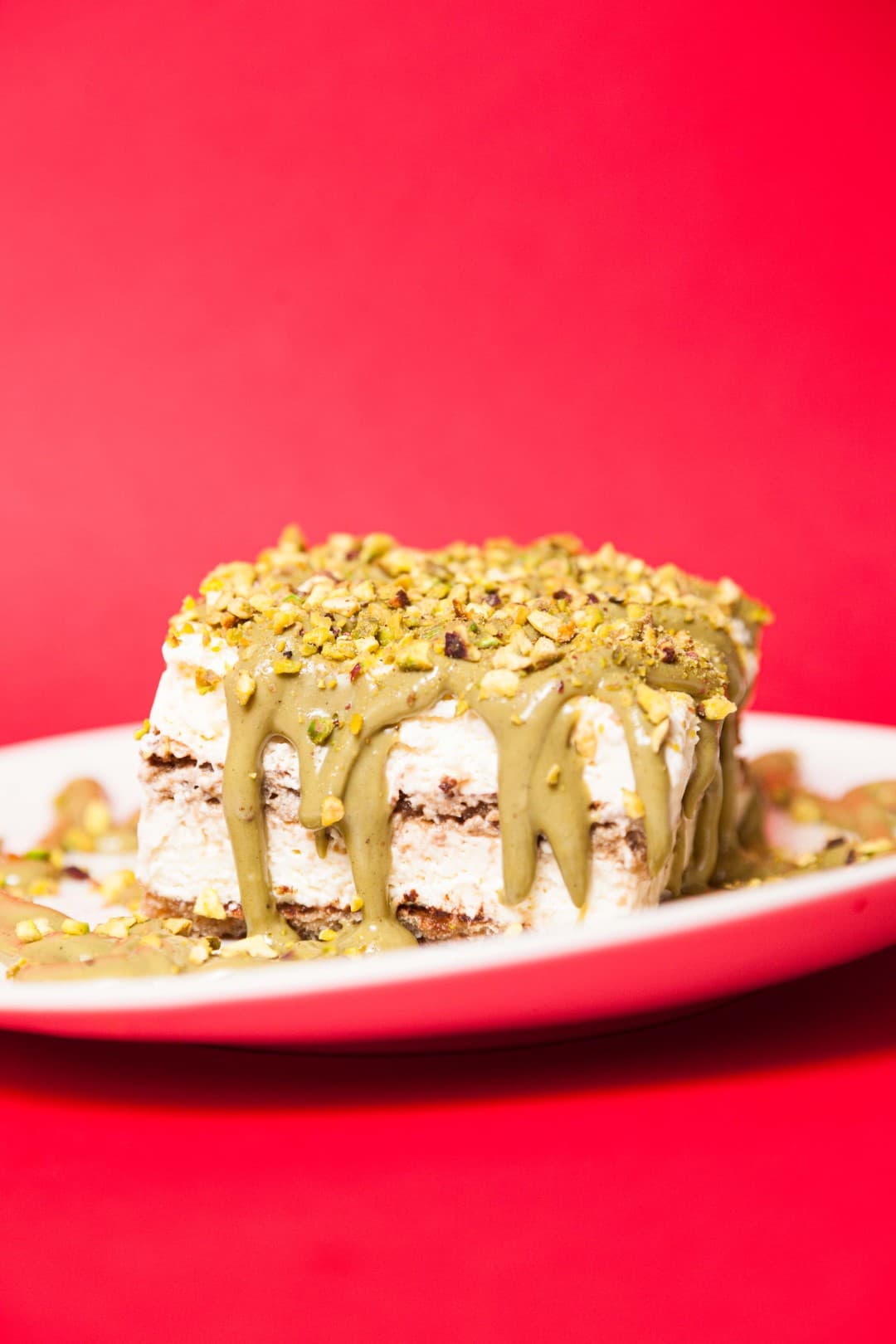 Dessert italien Mat’izza avec éclats de pistache